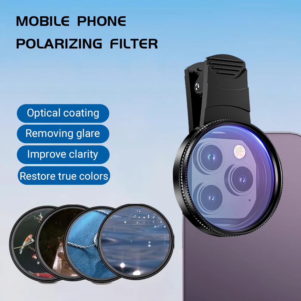 Phone Accessories Useful - عدسة هاتف محمول 52 ملم، مستقطبة